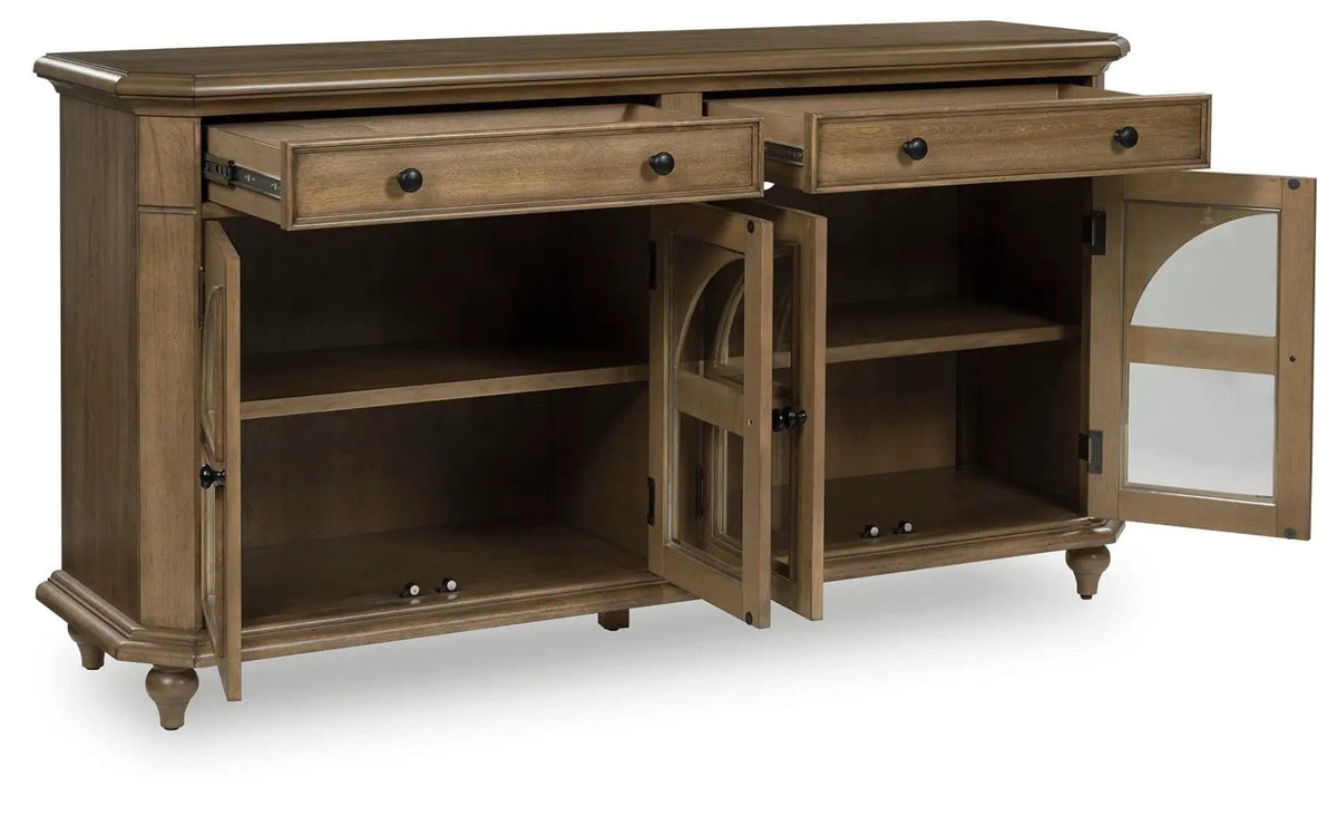 Barlomore Accent Cabinet | 68 x 18 x 36 in | Engineered Wood & Glass | Brown