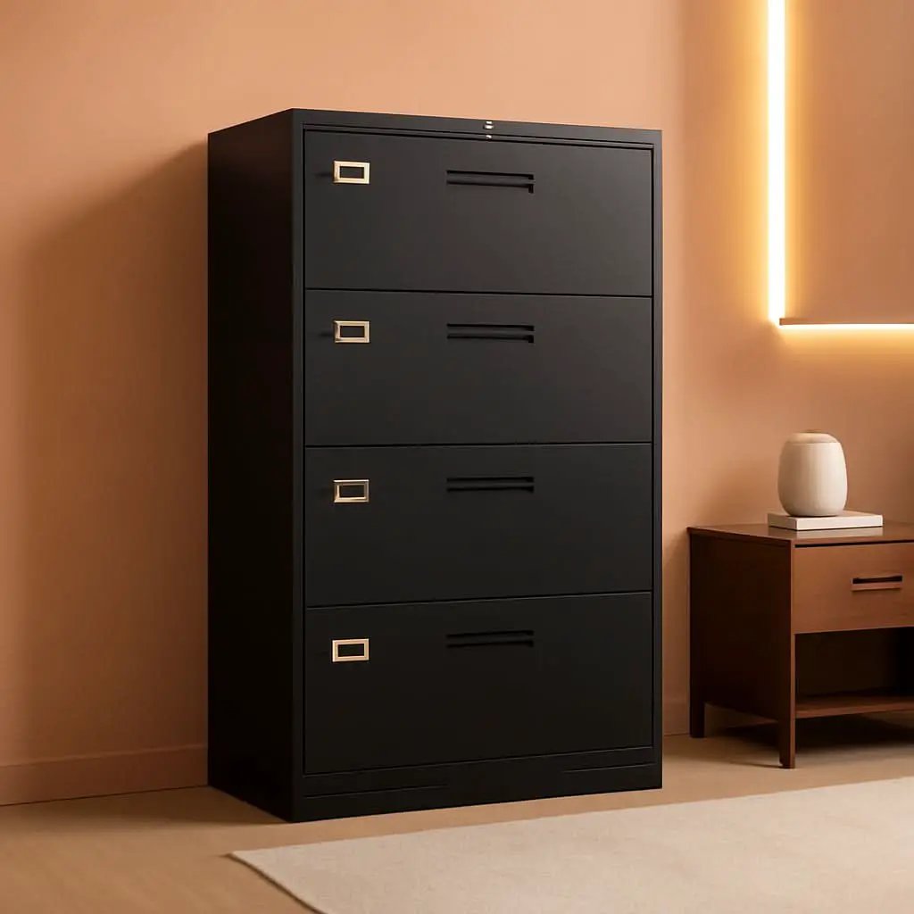 Lockable 4 Drawer Lateral File Cabinet For Office Use from PriceLows™
