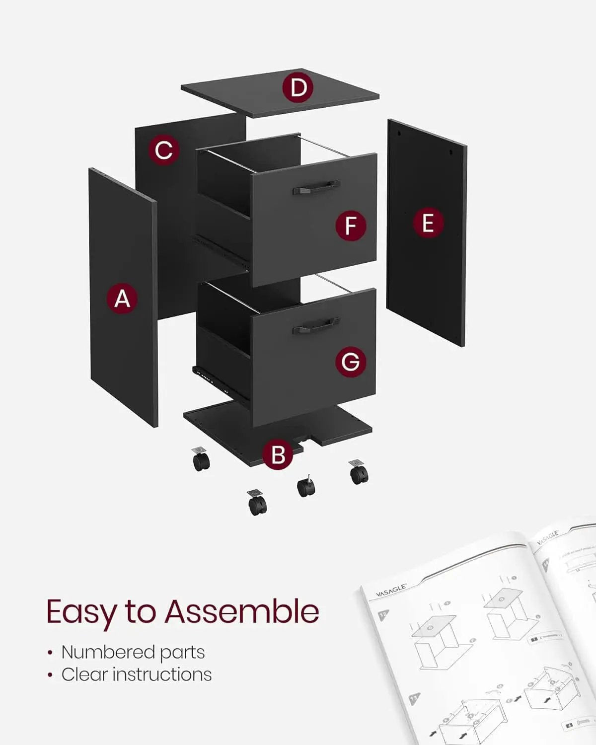 2-Drawer File Cabinet Matte Black For Home Office And Printer Stand Fits A4 And Letter Files from PriceLows™