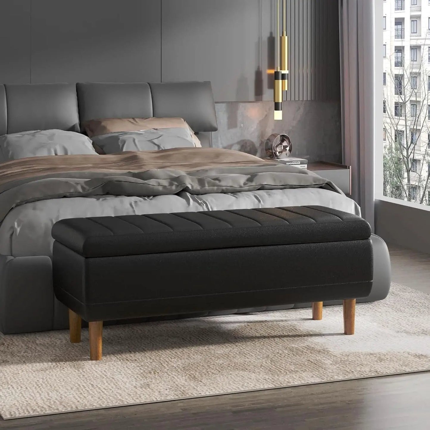 Black 44.5-Inch Storage Ottoman With Premium Gas Spring from PriceLows™