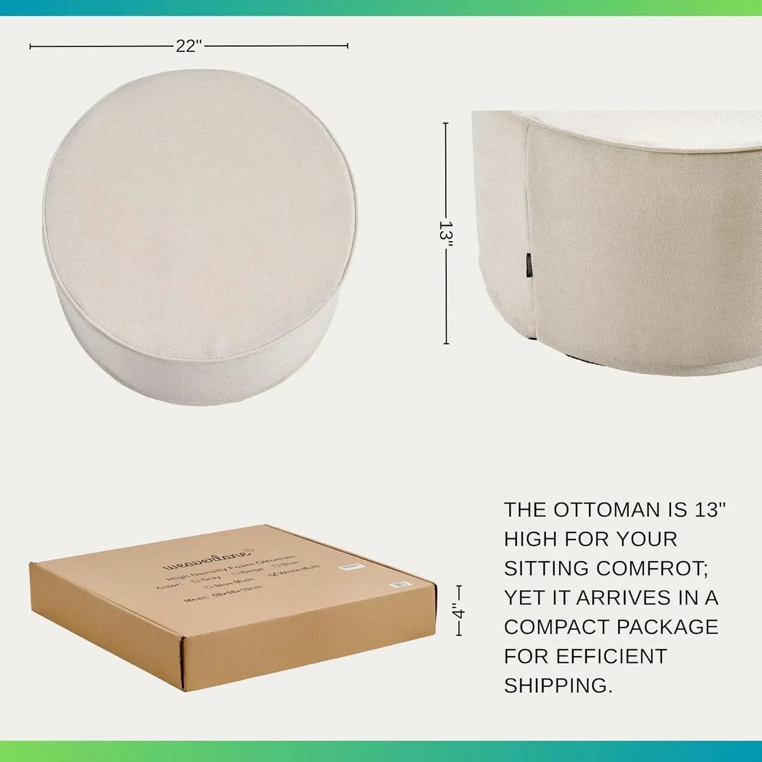 Twenty Two Inch Beige Ottoman Pouf With Ultra Premium Foam from PriceLows™