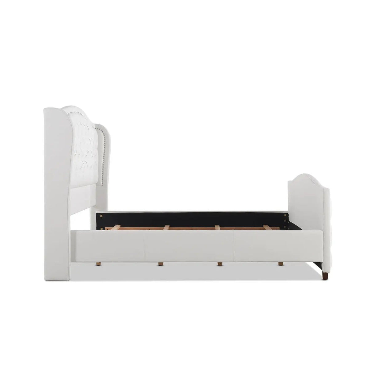 Marcella Upholstered Shelter Headboard Bed | 5 Pieces | Fabric & Iron | Bedroom