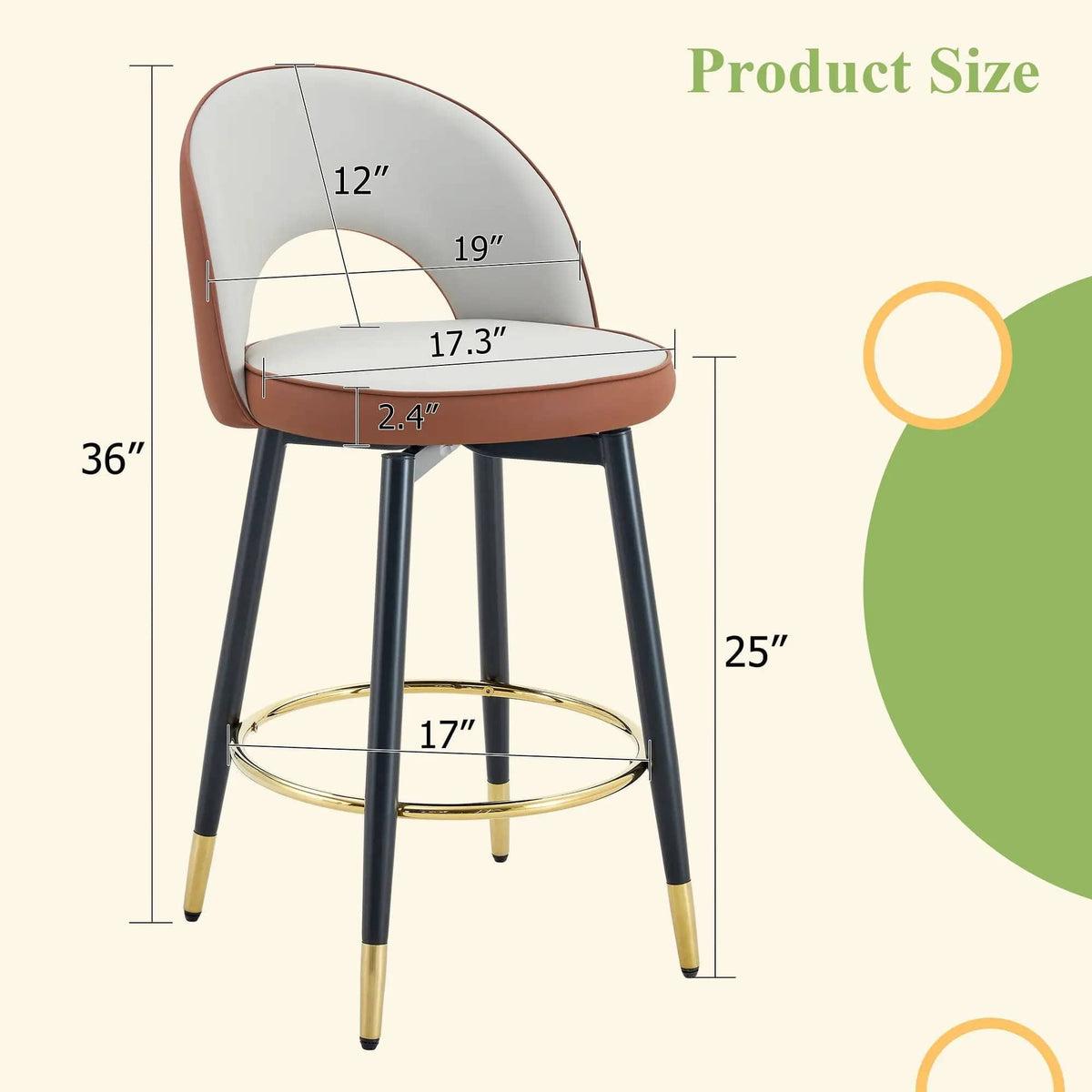 Upholstered Rotatable Bar Chair With Metal Legs For Dining Room Stool Set | Stool Set | Metal | Dining Room