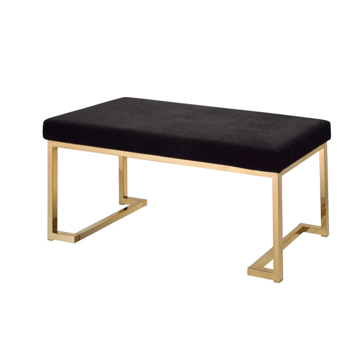 Boice Upholstered Bench | Black Faux Fur Seat | Armless Backless Design | 40 Inch Width