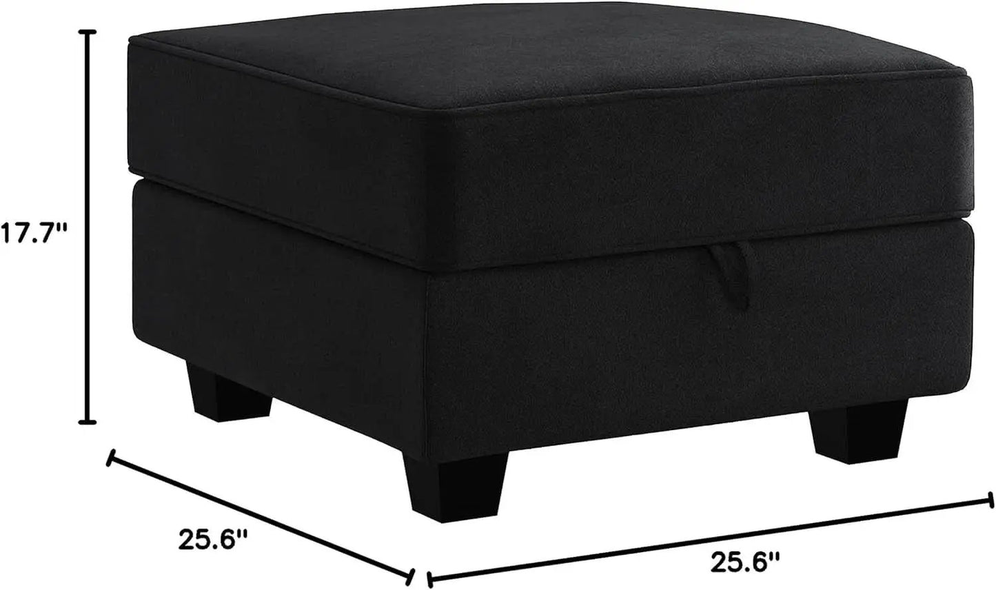 Premium Velvet Black Multifunctional Storage Ottoman from PriceLows™