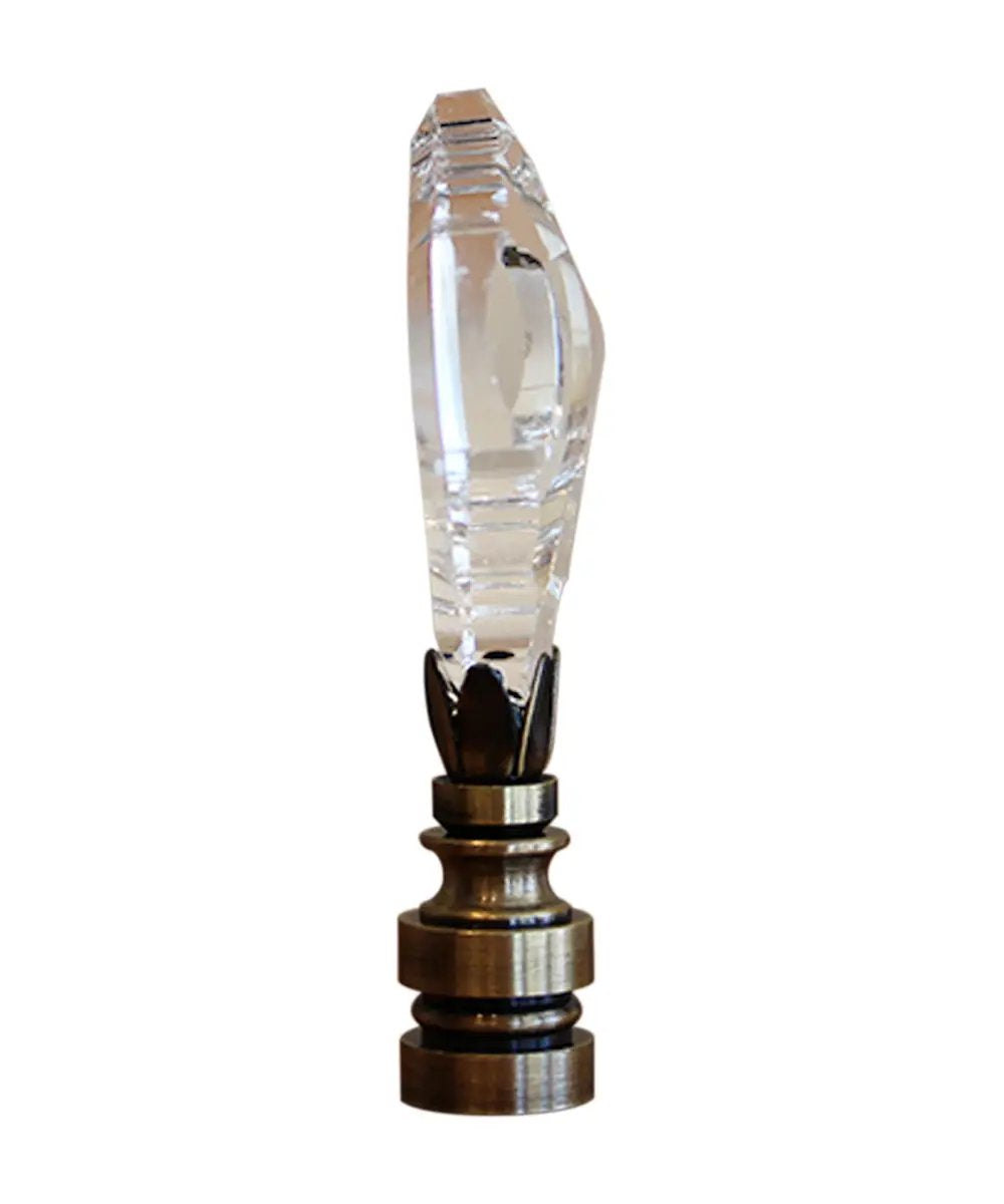 Lamp Finial | 2.75 Inch Gothic Cross | Swarovski Crystal | Antique Brass
