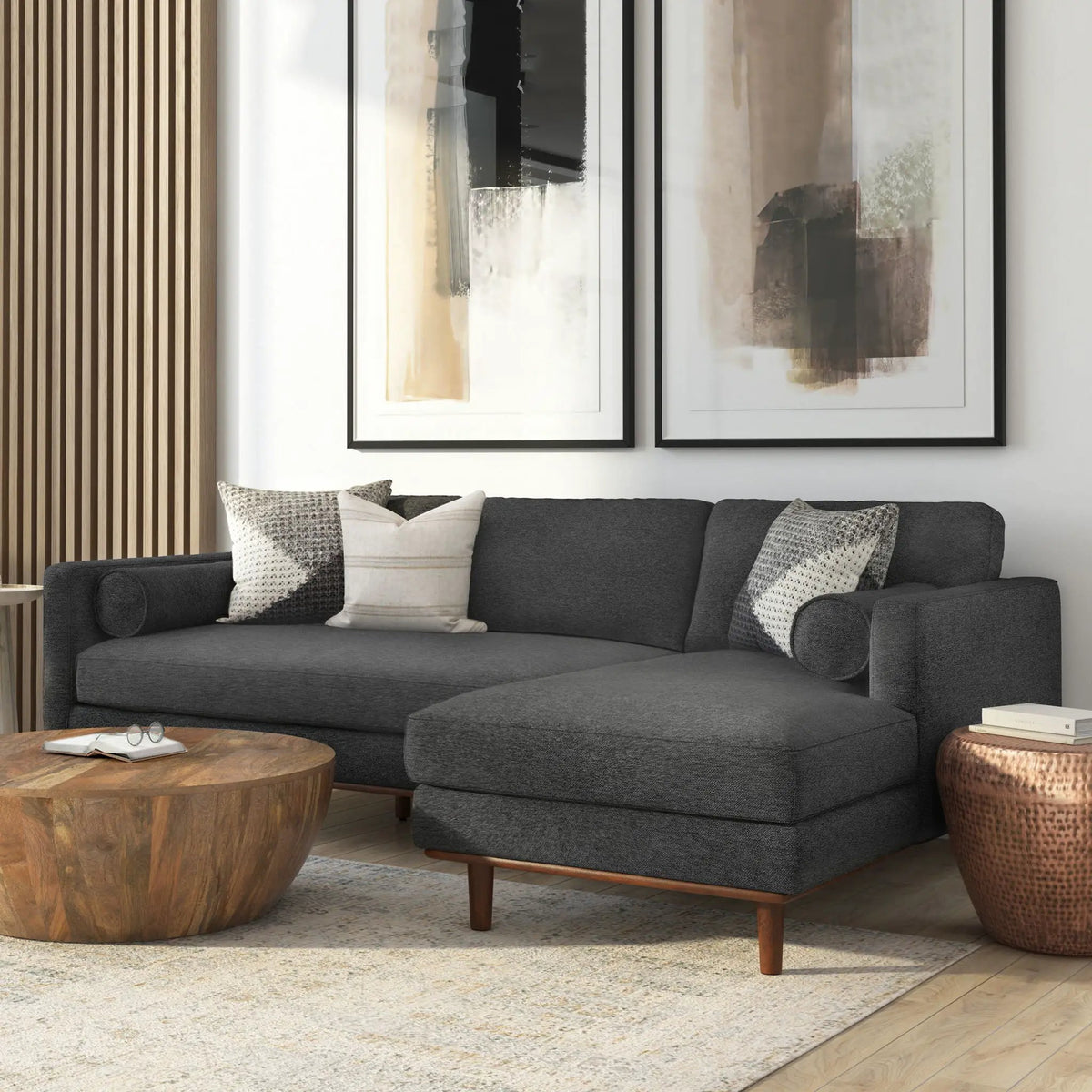 Morrison Upholstered Sectional Sofa | Genuine Aniline Leather | Chaise Cushions | 102.2 Inch Length