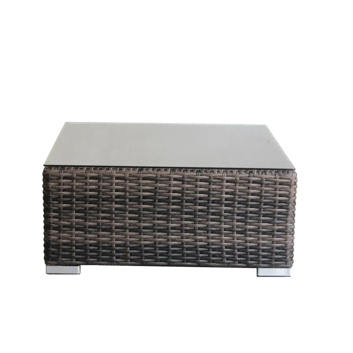 Minnesota Outdoor Coffee Table Cube Design | 28 x 28 x 13 in | Wicker & Tempered Glass | Multicolor