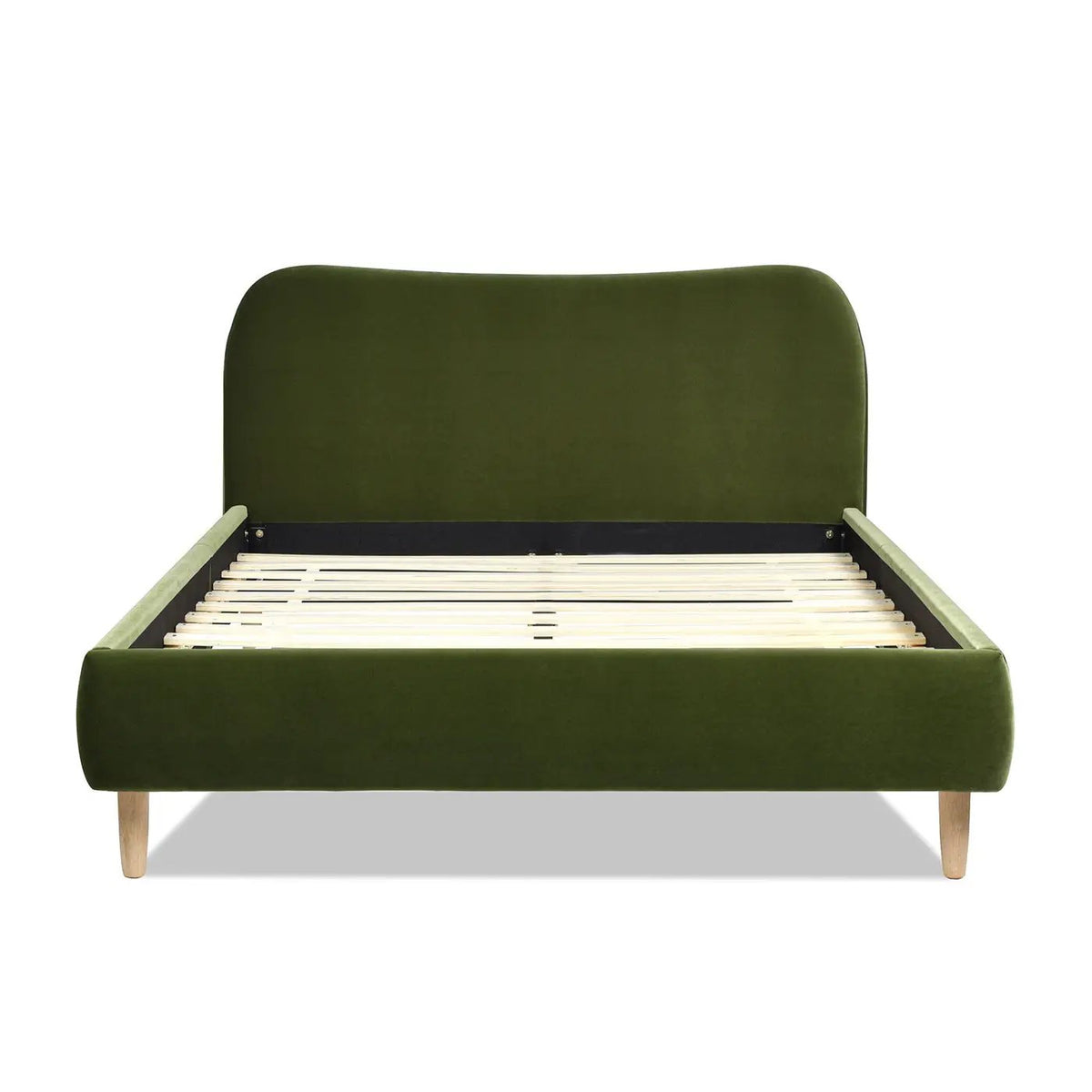 Roman Upholstered Platform Bed | Curved Headboard | Upholstered Rails | Eco-Friendly Construction