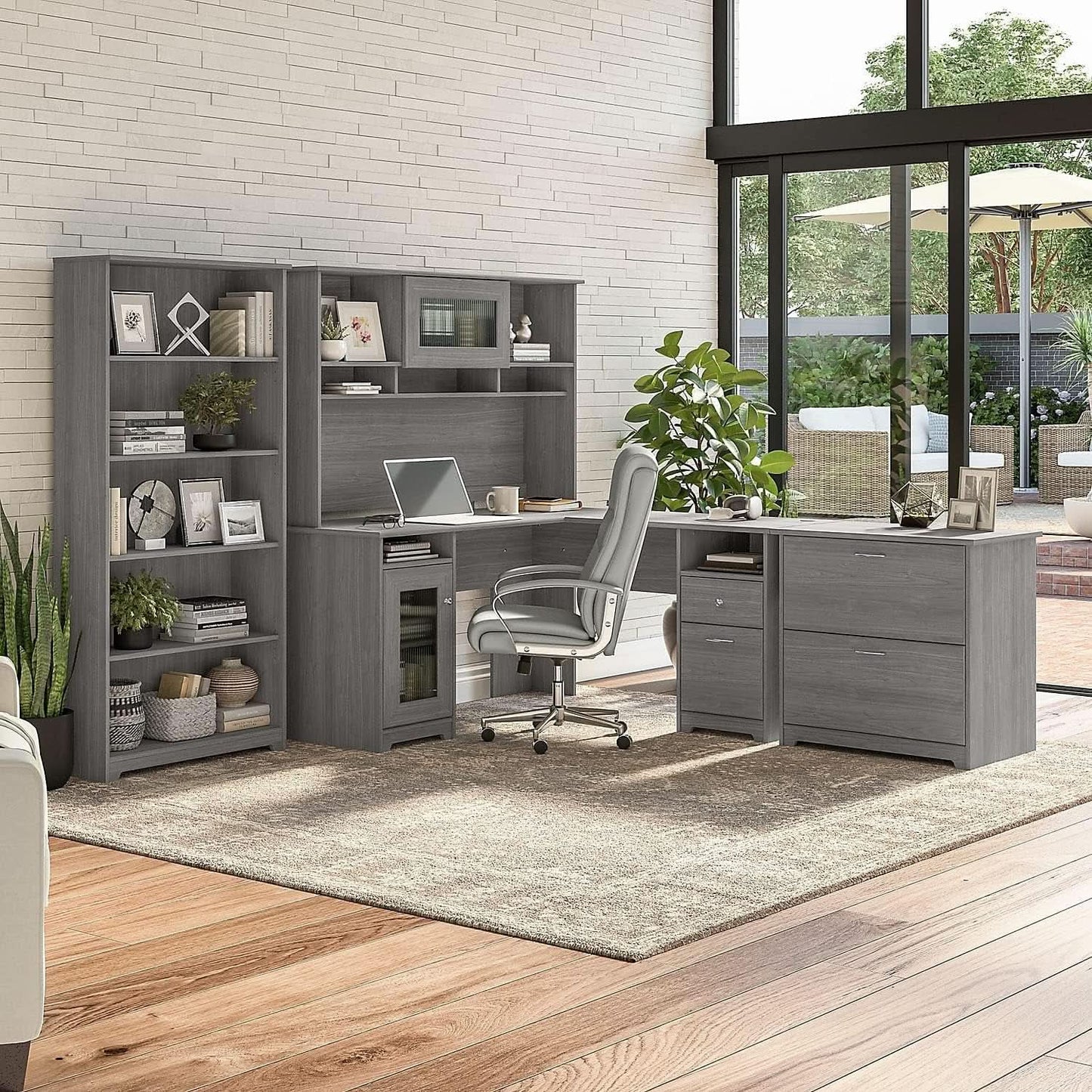 Bush Furniture Cabot Tall 5 Shelf Bookcase Modern Gray from PriceLows™