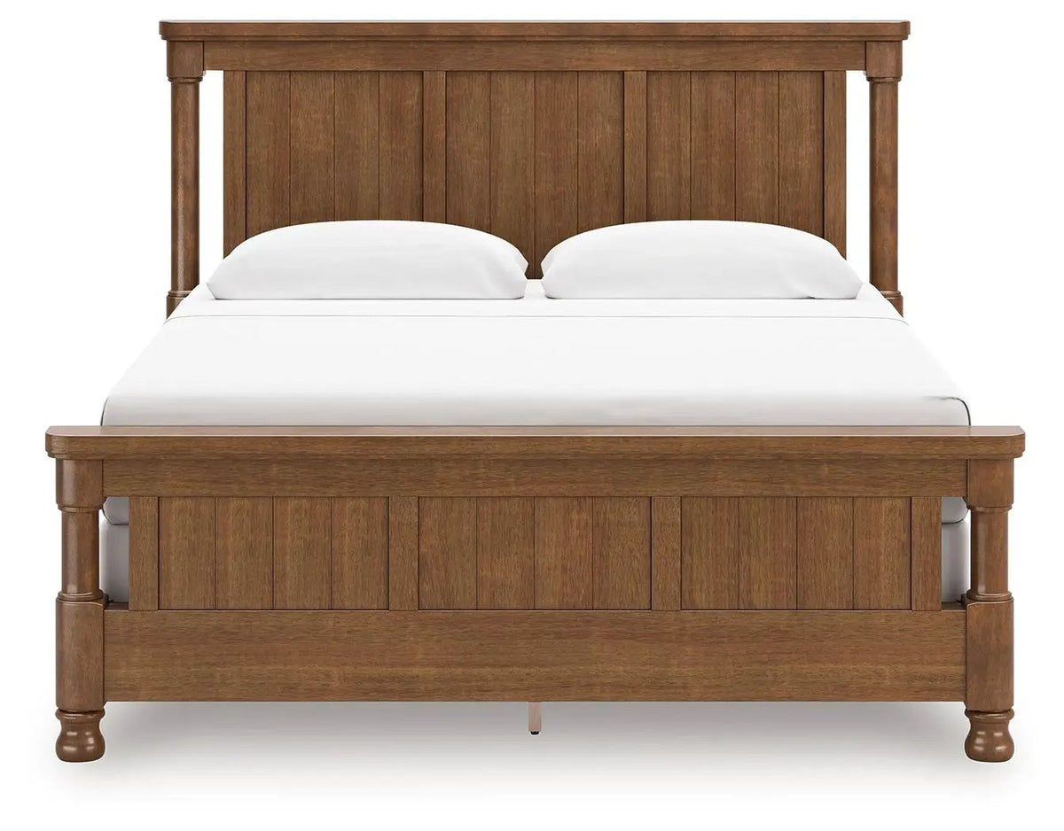 Rowlenstown Poster Bed | Casual Traditional Design | Rubbed Finish | Hefty Silhouette