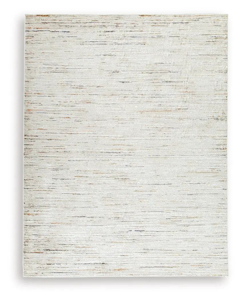 Harjot Area Rug | 94 x 120 Inch | Stripe Design | Cream Tan Gray Blue And Sienna