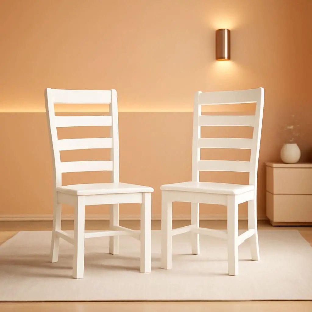 White Farmhouse Dining Chairs Set of 2 With Footrest from PriceLows™