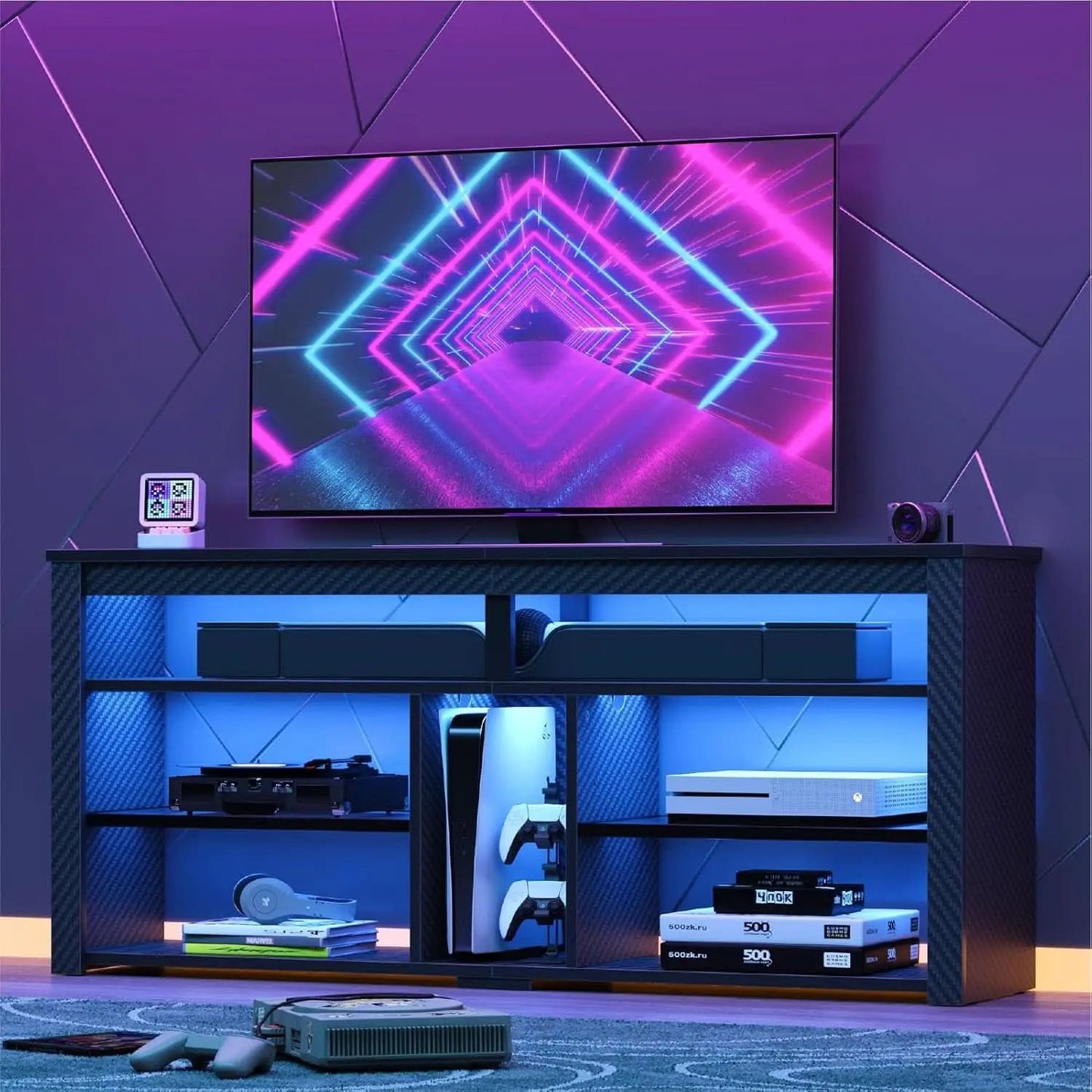 LED Tall TV Stand For 55-65 TV With Adjustable Shelves from PriceLows™
