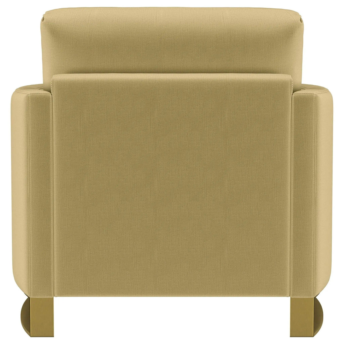 Corliss Upholstered Curved Track Arm Chair Camel | 38.5 x 36.5 x 36 in | Velvet & Stainless Steel | Living Room