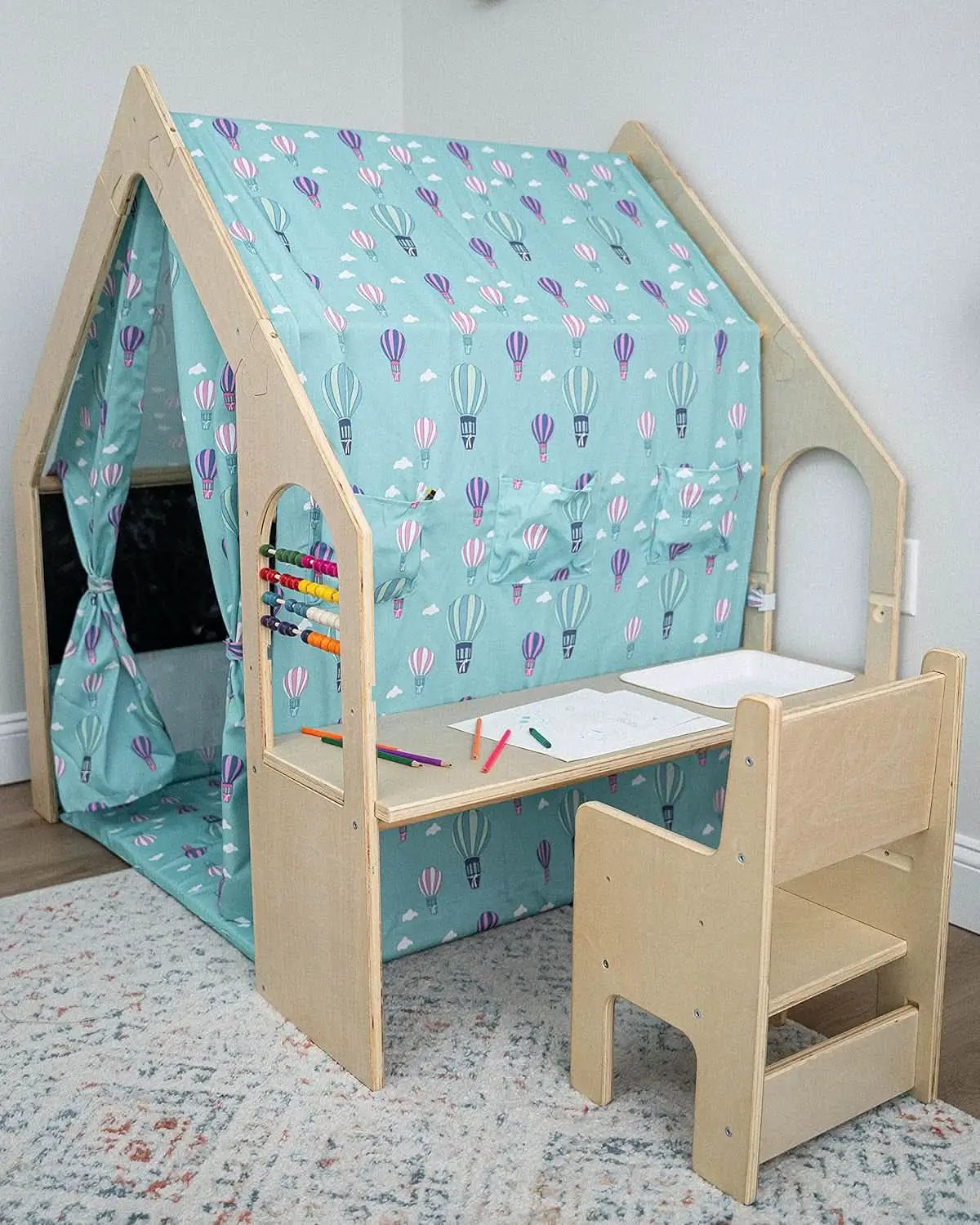 Montessori Style Indoor Playhouse Desk Chair Chalkboard from PriceLows™