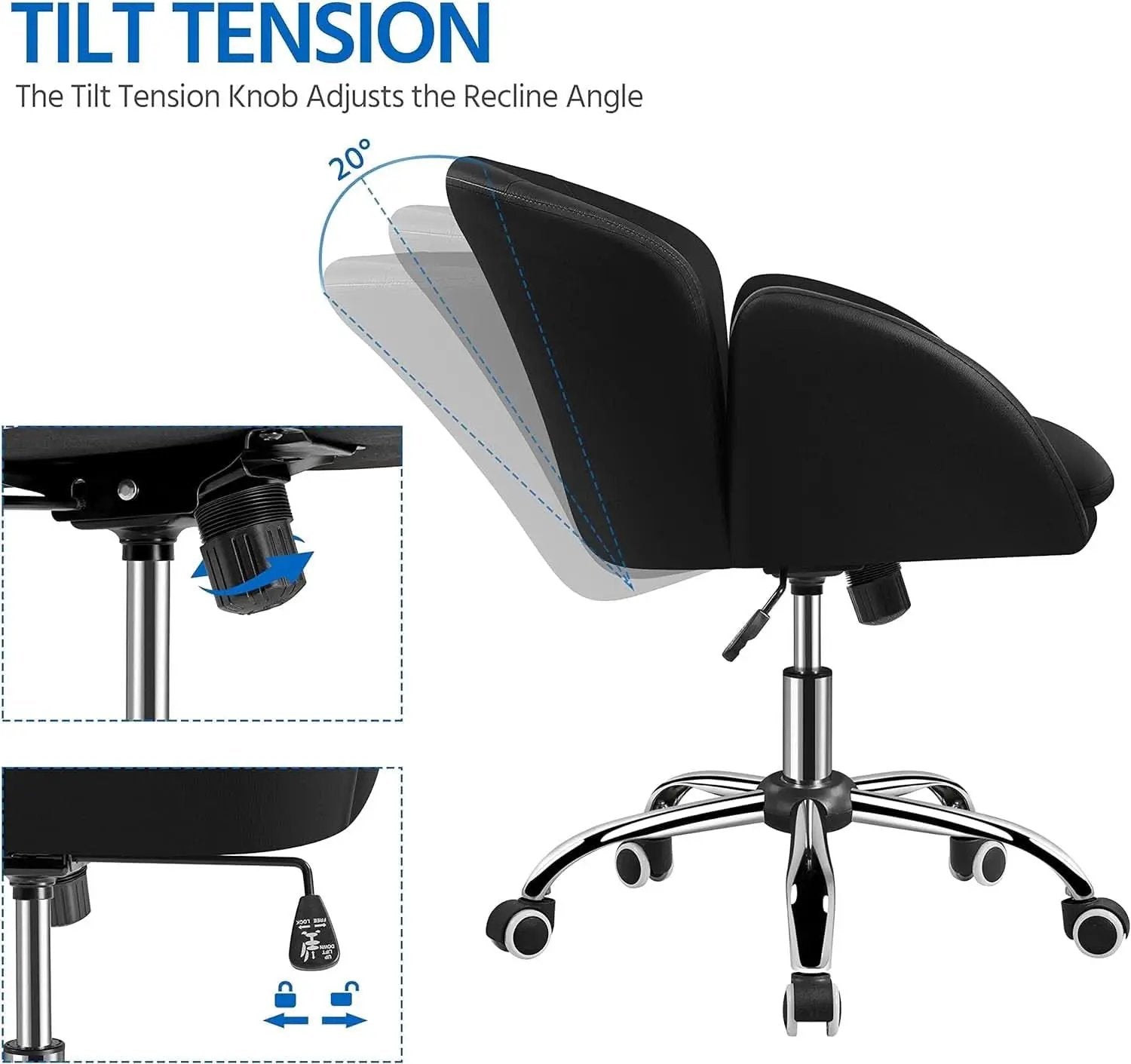 Black Velvet Upholstered Swivel Desk Chair For Office from PriceLows™
