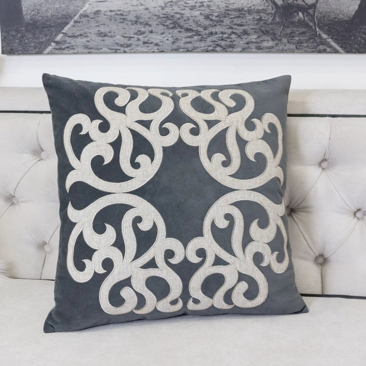 Pillow Cover | Vintage Vine Pattern | Hidden Zipper | Matching Back