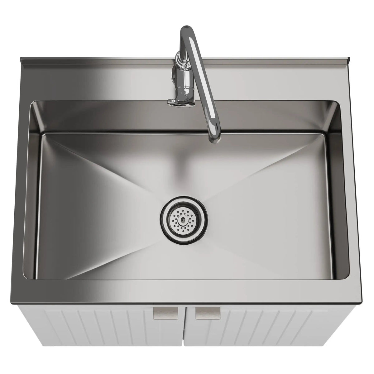 Murphy Laundry Cabinet | Faucet And Stainless Steel Sink | Two Doors | Brushed Nickel Hardware