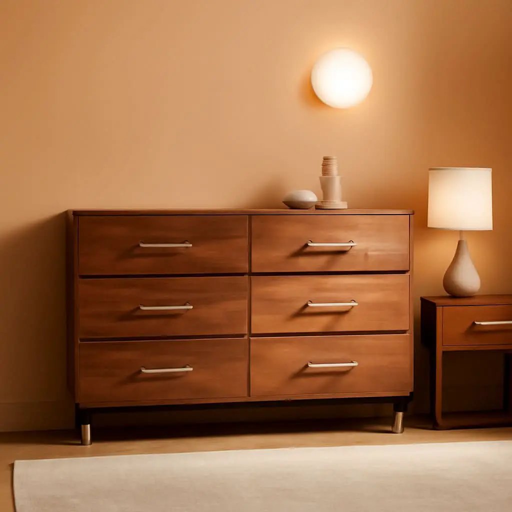 Walnut Dresser Six Drawer Storage Organizer Cabinet from PriceLows™