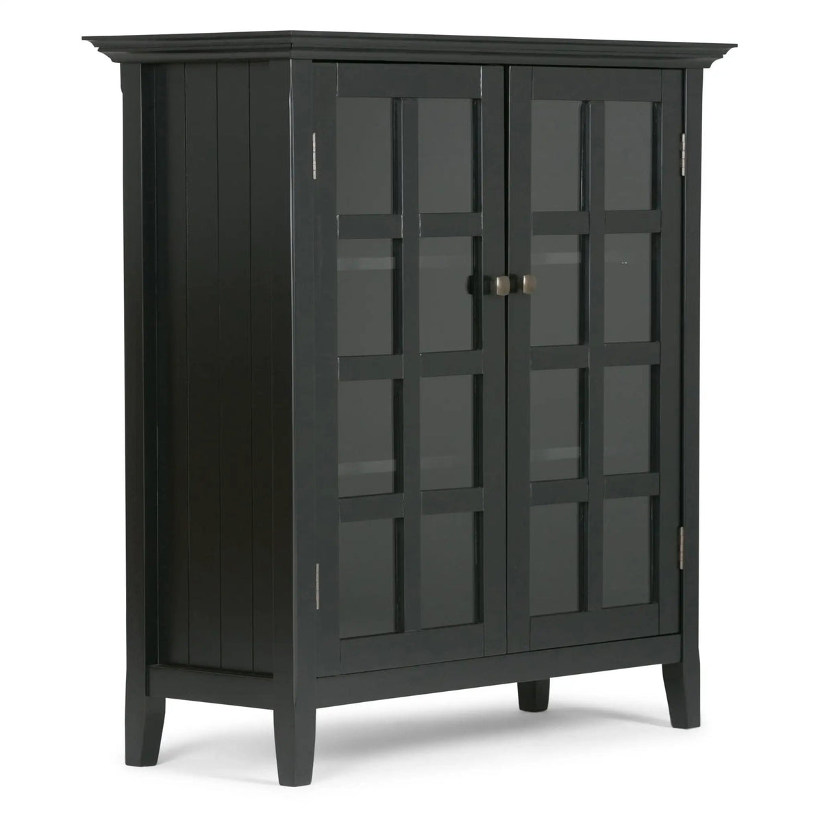 Acadian Storage Cabinet | Medium Handcrafted Solid Wood | Two Glass Doors | Two Adjustable Shelves