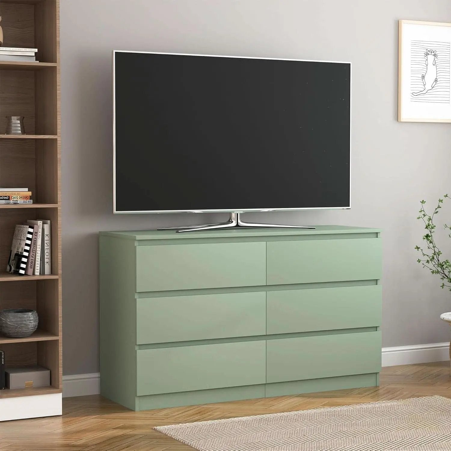 Wooden Six Drawer Dresser For Bedroom Storage Space Saver from PriceLows™