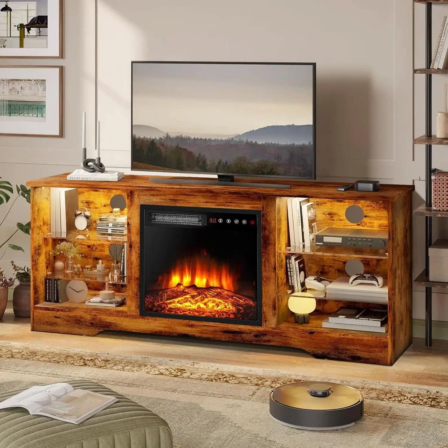 58 Inch Electric Fireplace TV Stand For 65 Inch Televisions from PriceLows™
