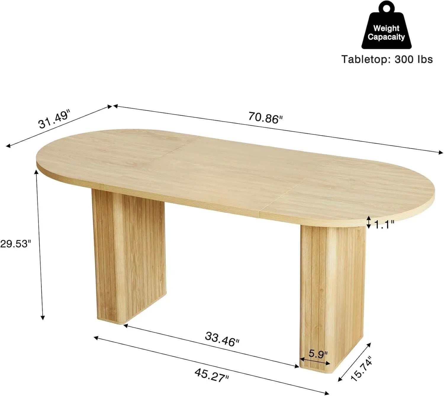 70.8 Inch Natural Dining Table For Kitchen And Dining Room from PriceLows™