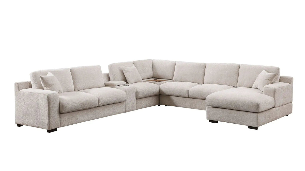 Celine Fabric Corner Sectional Sofa With Right-Facing Chaise, Cupholders, And | 3 Pieces | Fabric | Living Room