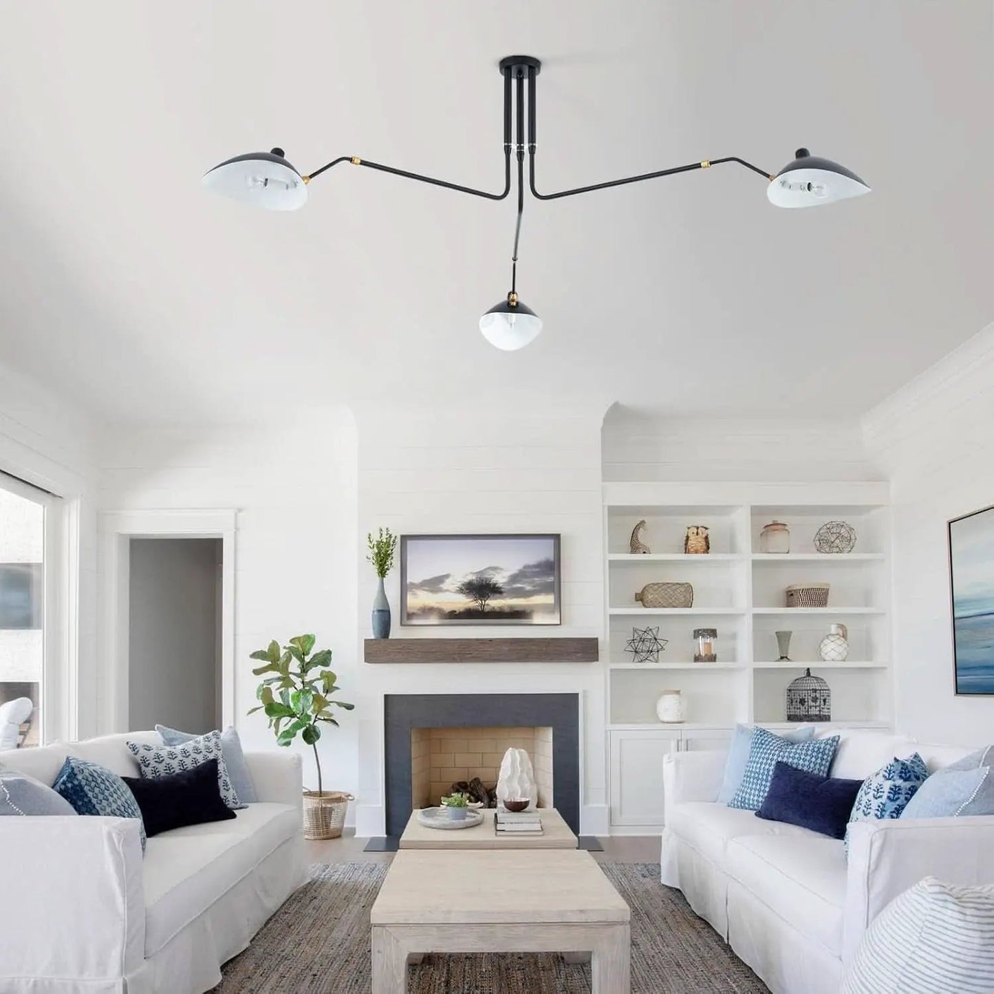 Matt Black Three Arm Adjustable Pendant Light Chandelier from PriceLows™