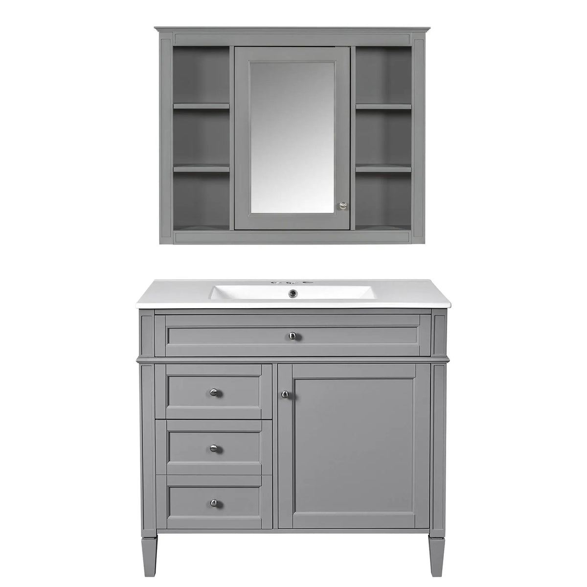 Bathroom Vanity With Mirror Cabinet | Single Sink | Soft Close Doors And Drawers