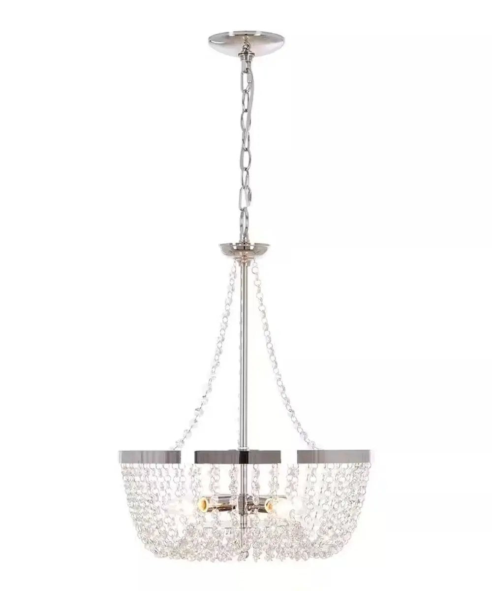 Crystal Pendant Light | 16 Inch Width | 4 Lights | Polished Nickel