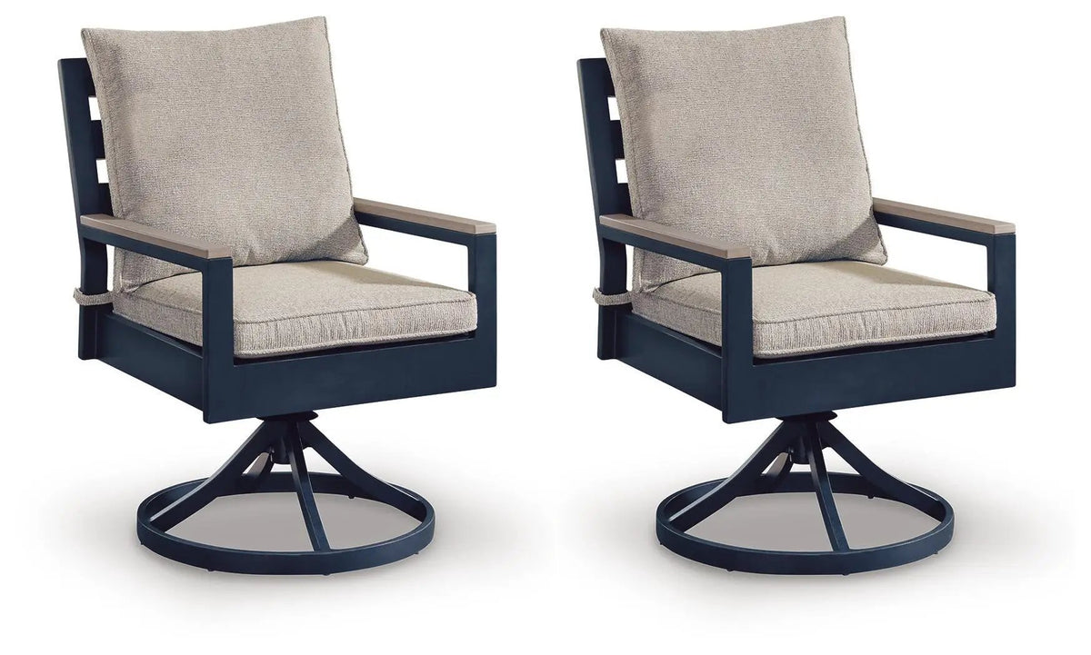 East Beach Swivel Chairs | Set Of 2 | Blue | Cushions Included