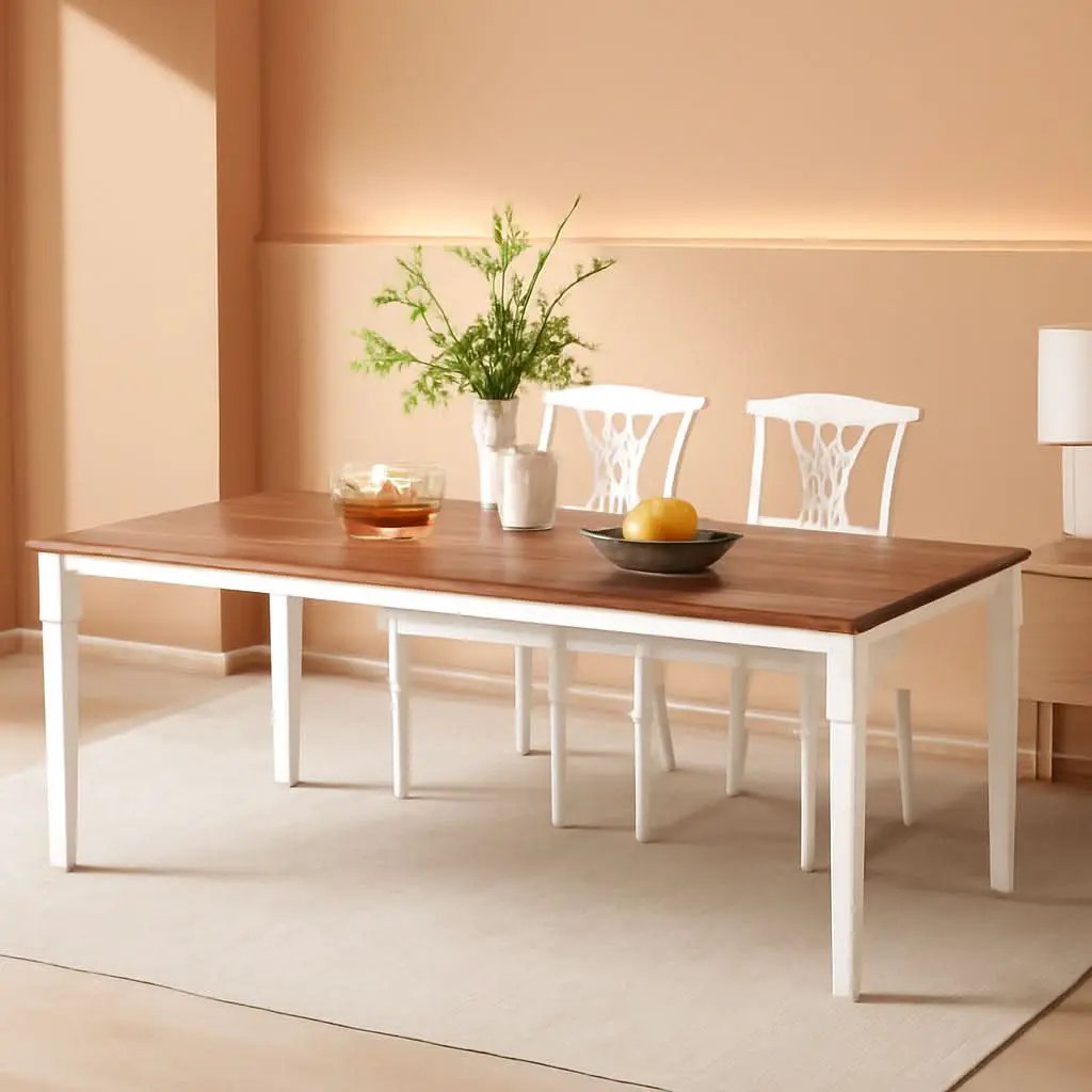 78 Inch Rustic Walnut Dining Table For 6 To 8 People from PriceLows™