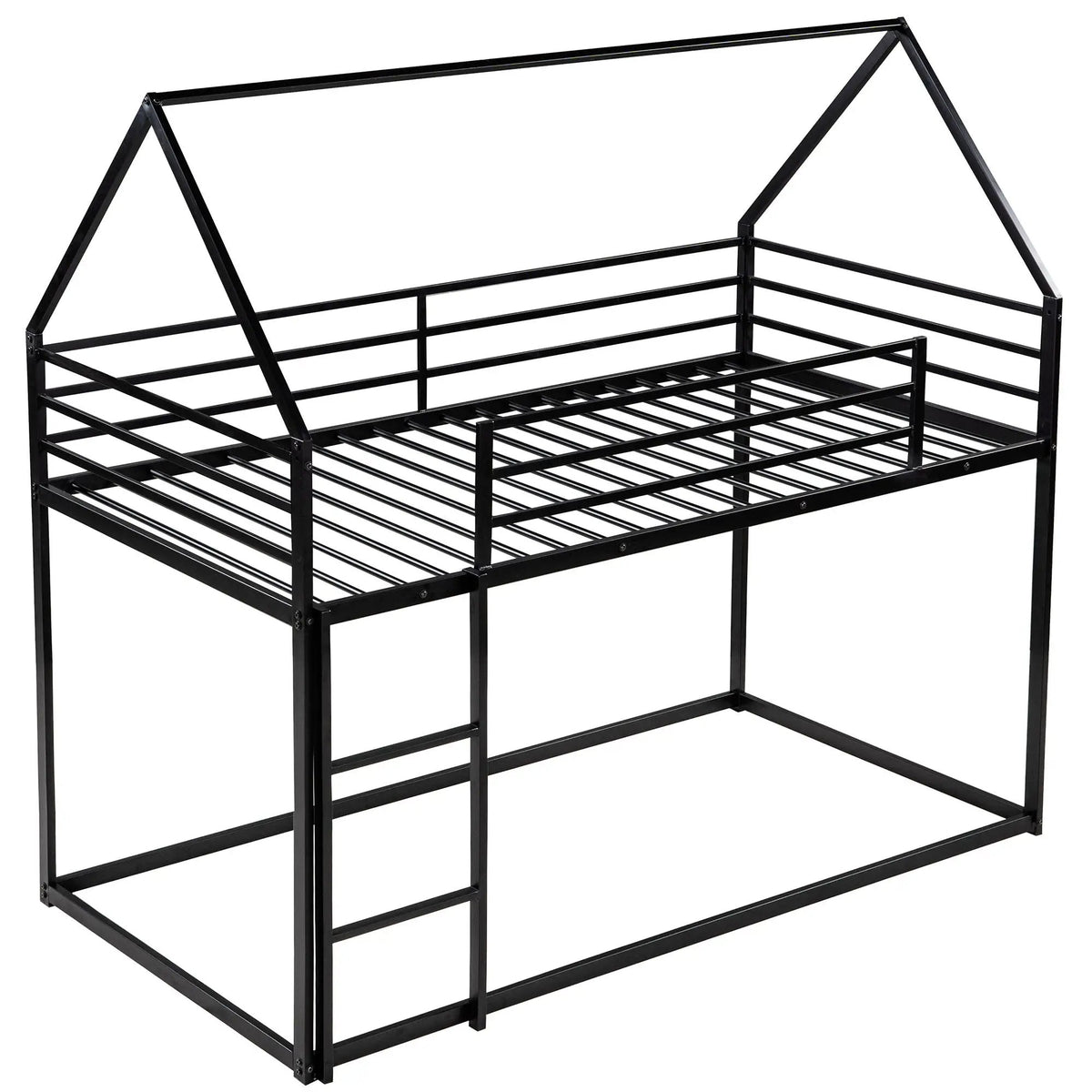House Bunk Bed | With Built In Slide | Solid Metal Frame | Twin Over Twin