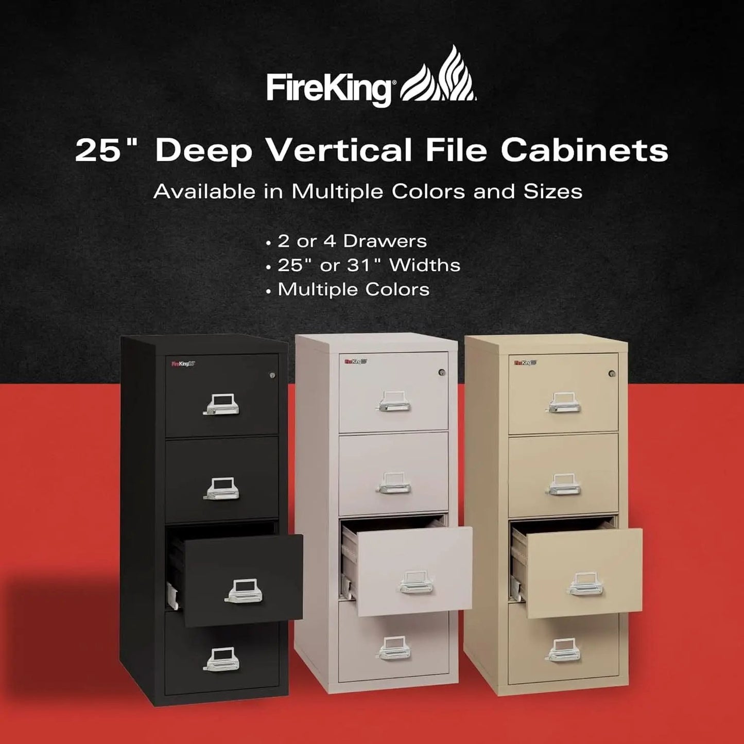 Vertical 4 Drawer Fire Safe File Cabinet 1 Hour Fire Rated from PriceLows™