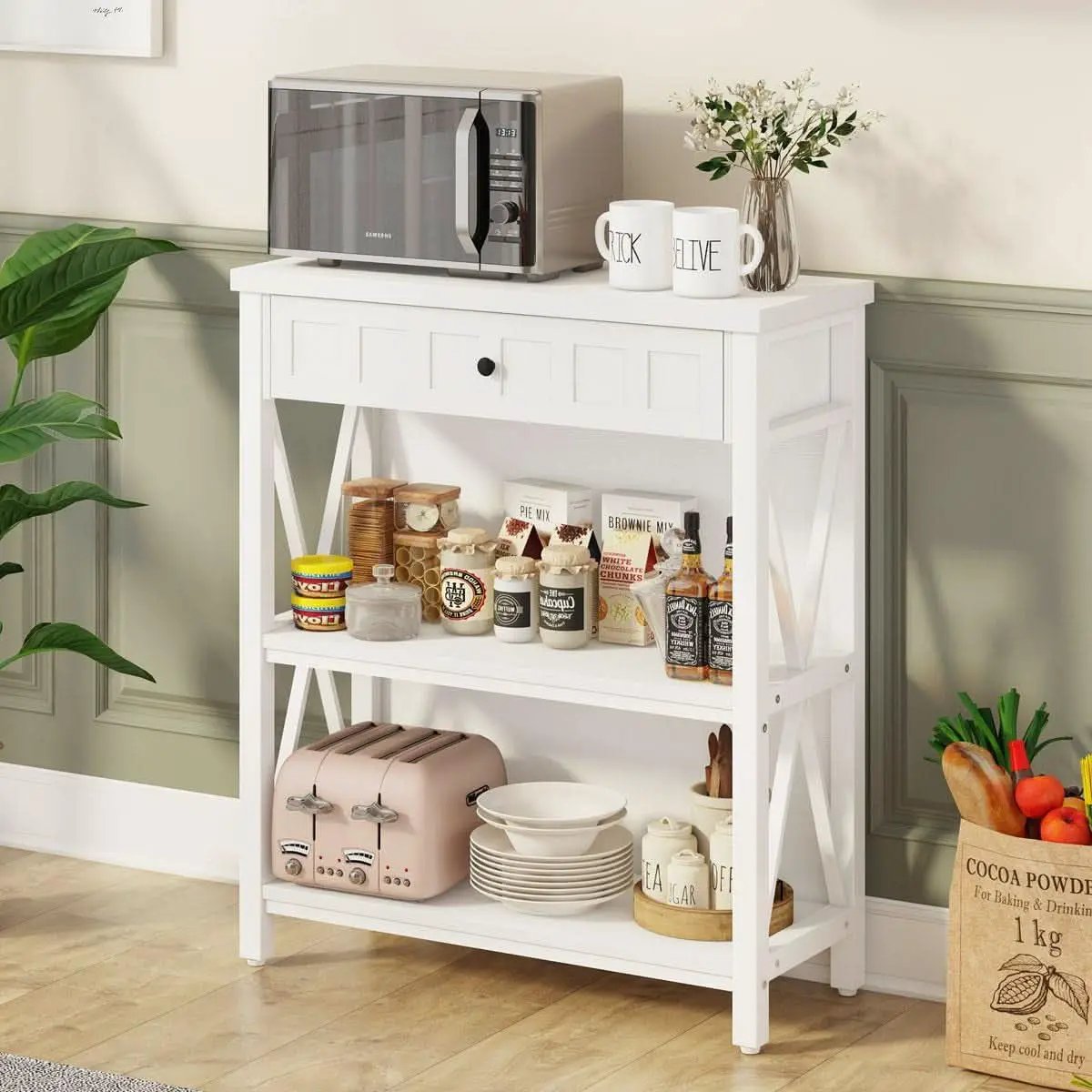 Bookcase With Drawer In White Oak Finish For Living Room from PriceLows™