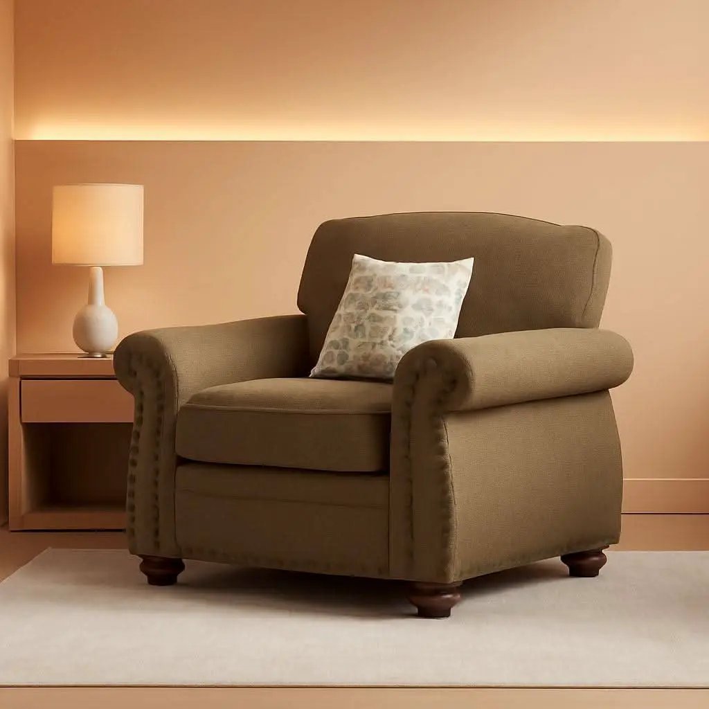 Brown Nailhead Trim Armchair For Living Room Decor from PriceLows™