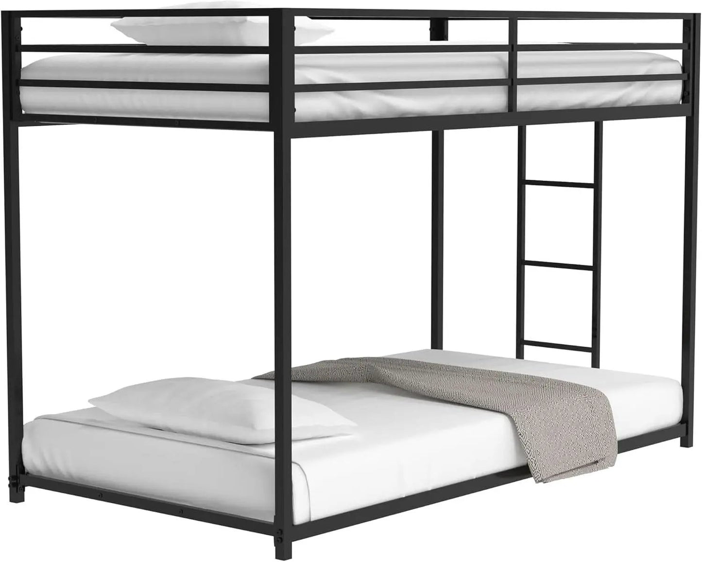 Twin Bunk Bed Black With Stable Ladder For Adults And Teens from PriceLows™