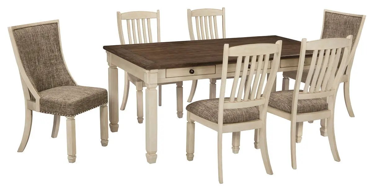 Bolanburg Dining Table Set | 5-Piece Rectangular | Two-Tone Oak And Acacia | Antique White