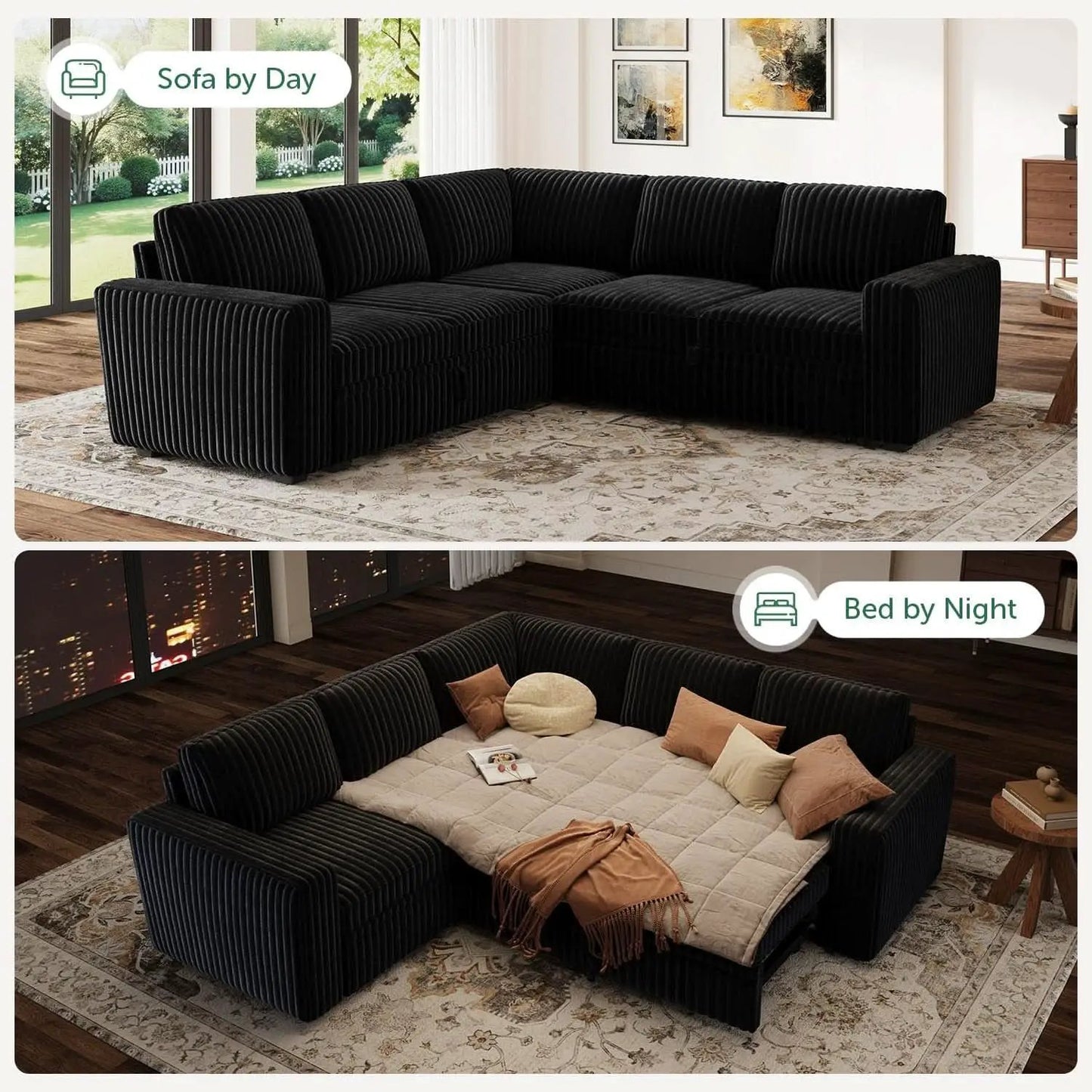 Modular Sleeper Sectional Sofa Charcoal With Storage from PriceLows™