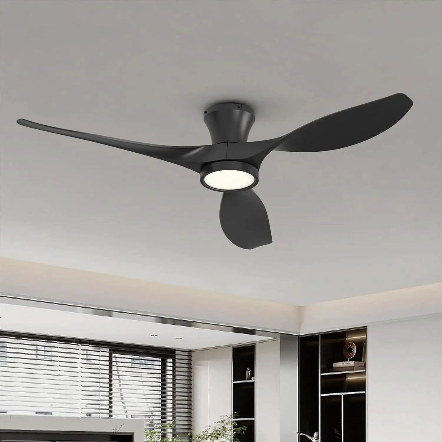 52 Inch Black Ceiling Fan With Integrated Led Lighting from PriceLows™