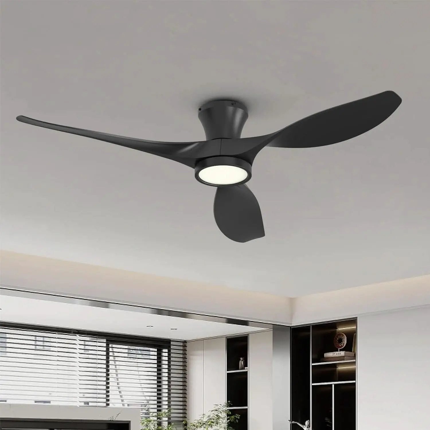 52 Inch Black Ceiling Fan With Integrated Led Lighting from PriceLows™