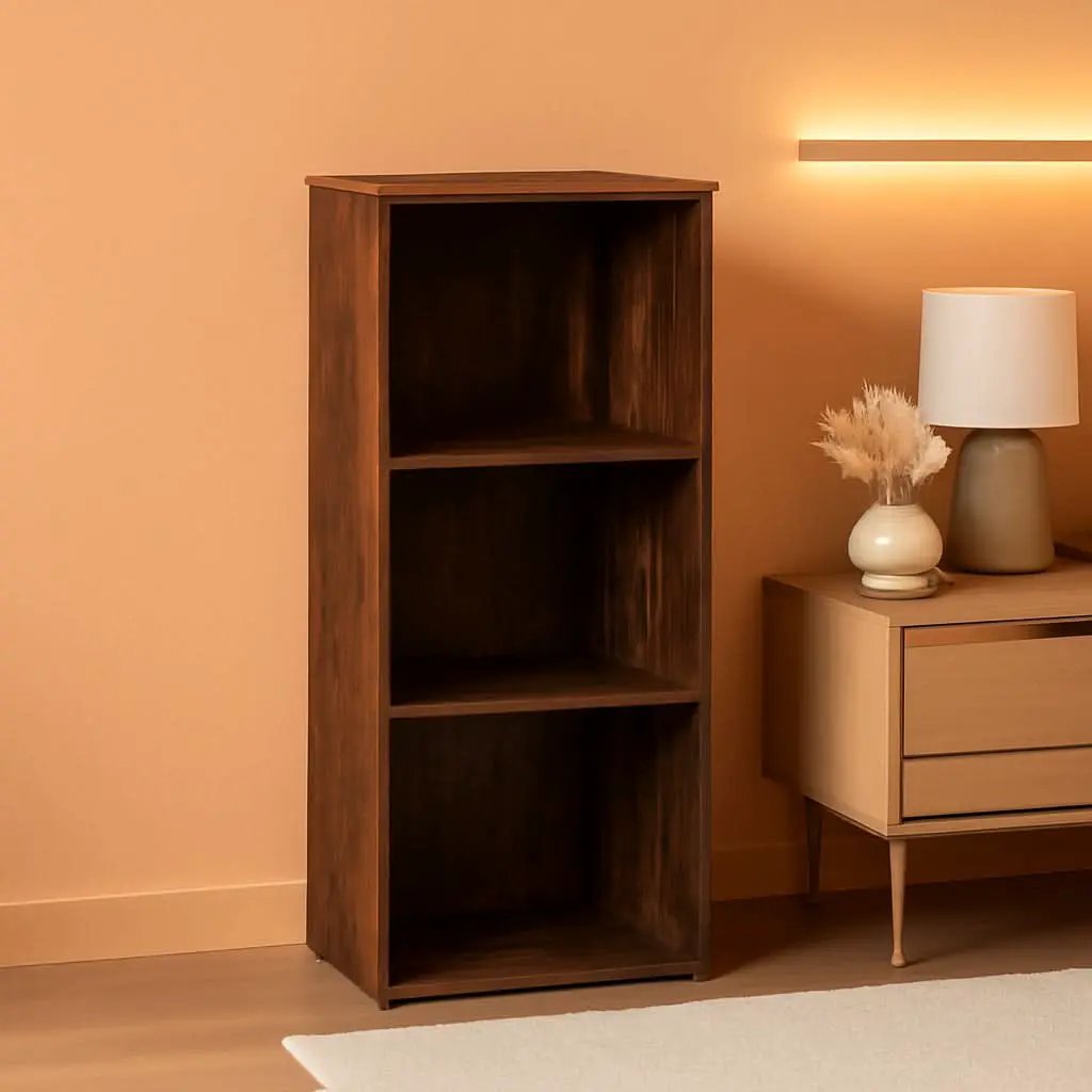 Pasir 3 Tier No Tool Assembly Open Bookcase Amber Pine from PriceLows™