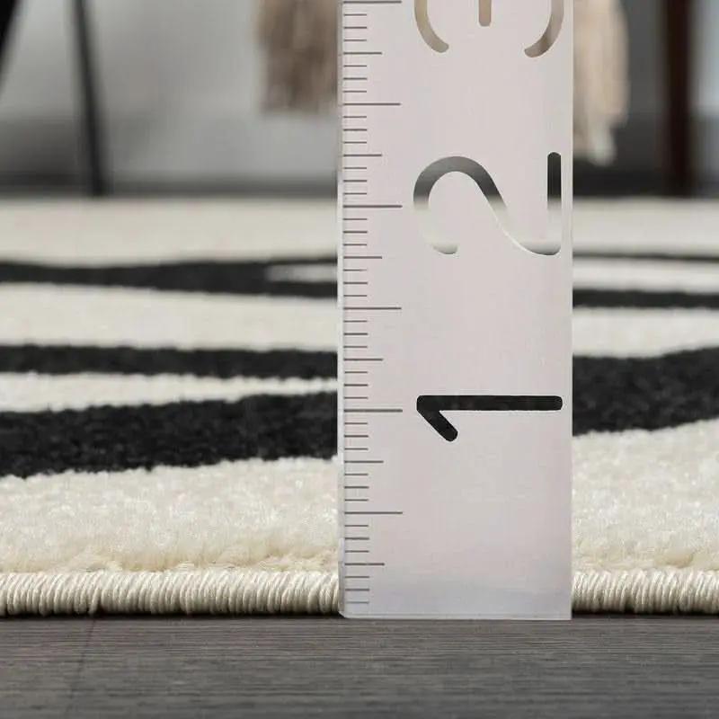 Beige Black Abstract Area Rug 8 By 10 Modern Curved Line from PriceLows™