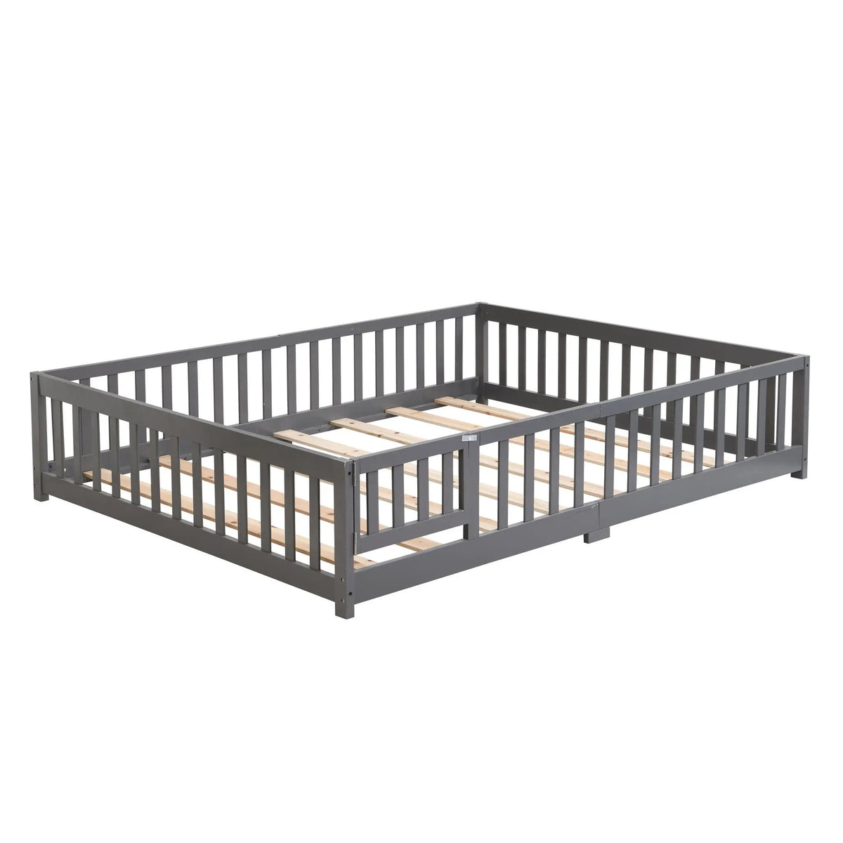 Children Floor Bed | Solid Wood Frame | Safety Guardrail | Toddler Size