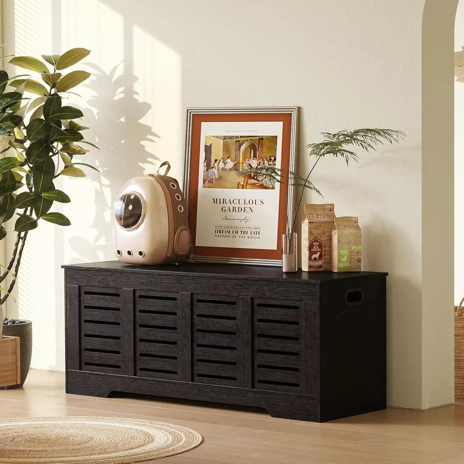 Espresso 47.3Inch Wood Storage Chest FlipTop Hinges from PriceLows™