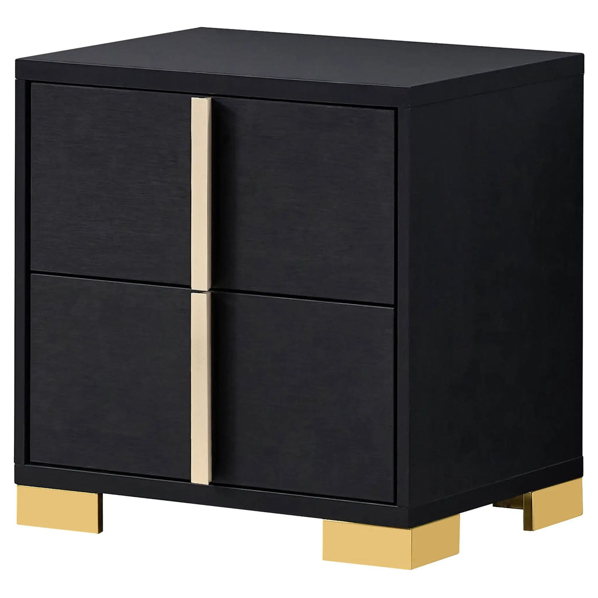 Marceline 2-drawer Nightstand | 21.75 x 16.25 x 22.25 in | Engineered Wood & Metal | Black