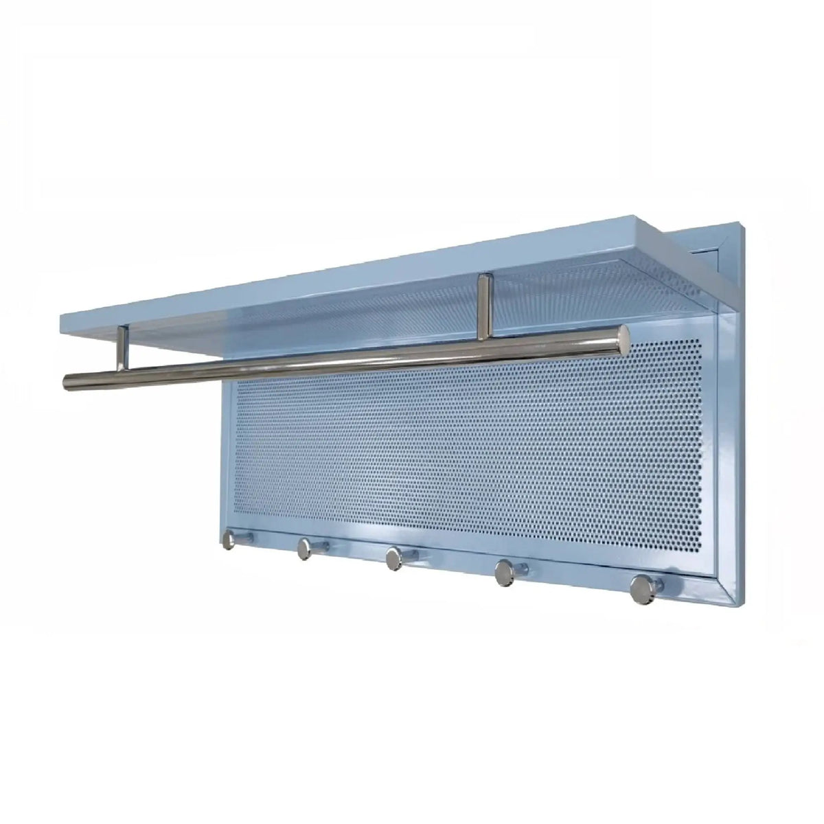 Wall Mounted Coat Rack | 5 Metal Hooks | Storage Shelf And Hanging Bar