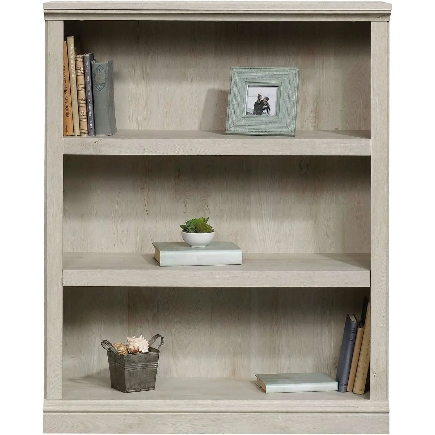 Three Shelf Bookcase Chalked Chestnut Finish With Adjustable Shelves from PriceLows™